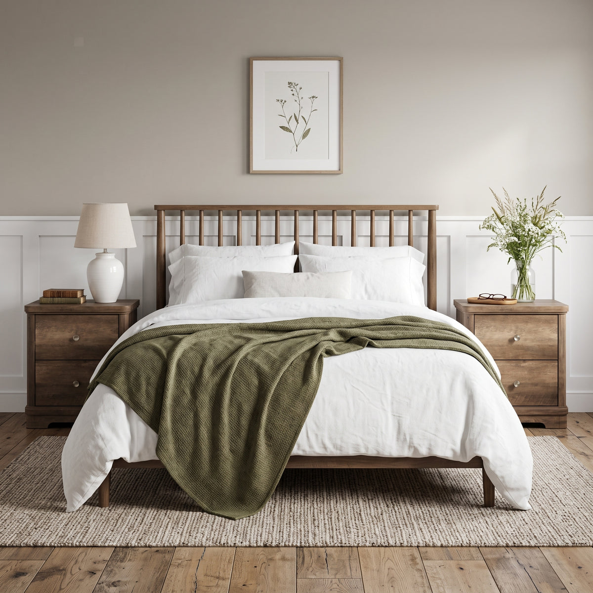 Galano 23.5" H Set of 2 Traditional 2-Drawer Bedside Tables with Sculpted Bases - Brown