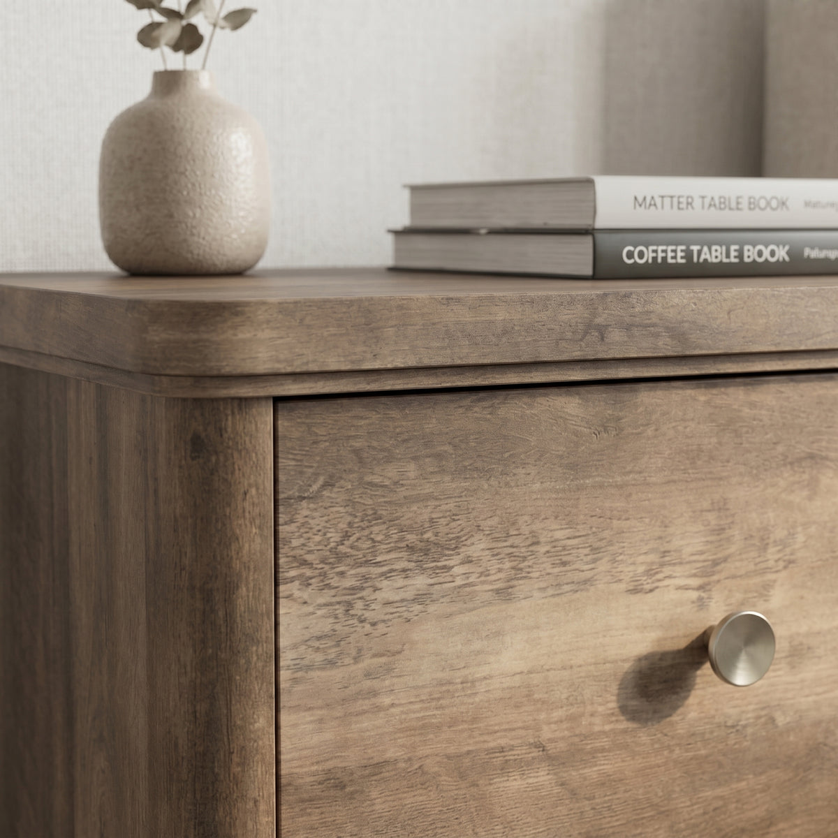 Galano 23.5" H Set of 2 Traditional 2-Drawer Bedside Tables with Sculpted Bases - Brown