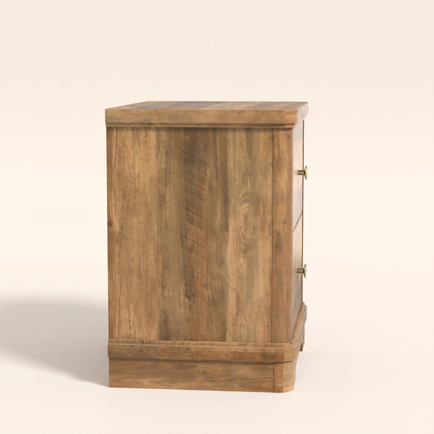 2-Drawer Nightstand Set of 2 with Sculpted Base, Knotty Oak