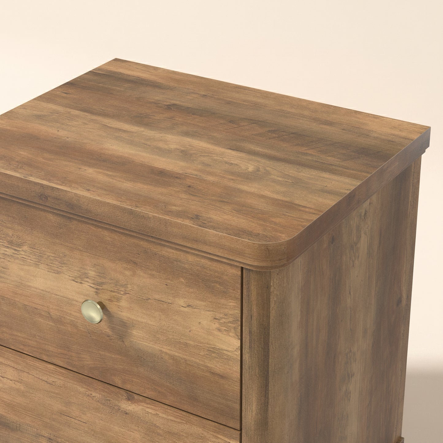 2-Drawer Nightstand Set of 2 with Sculpted Base, Knotty Oak