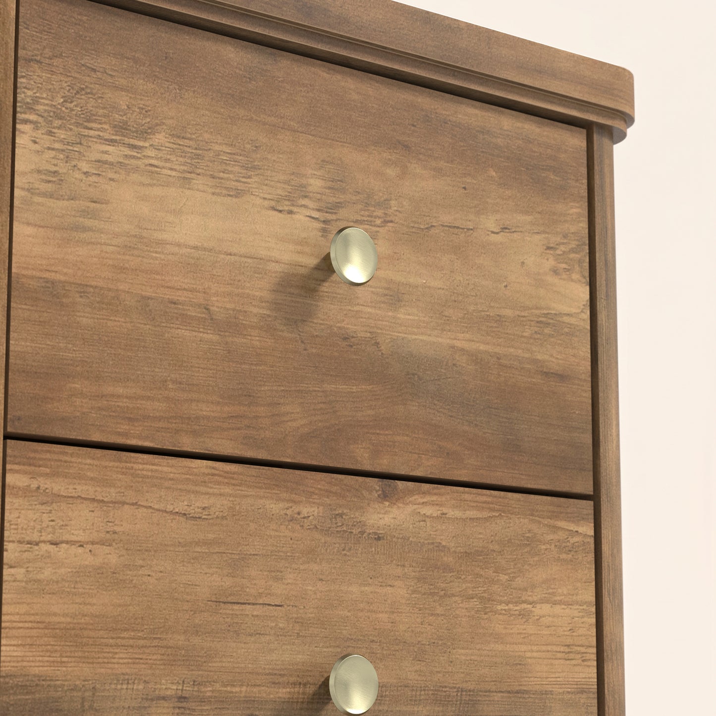 2-Drawer Nightstand Set of 2 with Sculpted Base, Knotty Oak