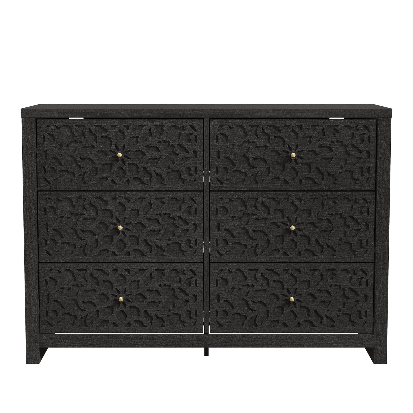 Galano 6-Drawer Dresser with Cutout Floral Fronts 45.4″ W x 15.7" D x 32.0" H