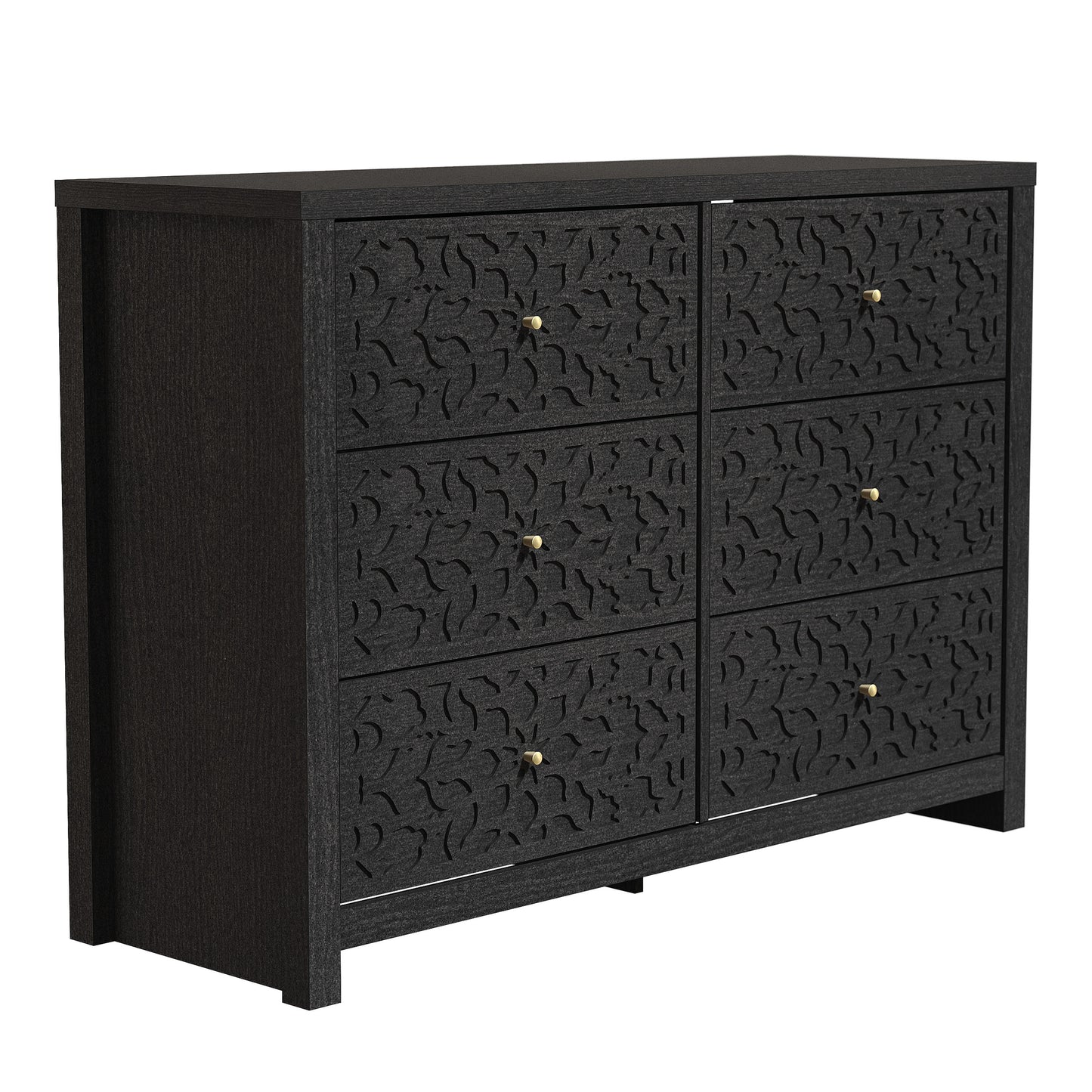 Galano 6-Drawer Dresser with Cutout Floral Fronts 45.4″ W x 15.7" D x 32.0" H