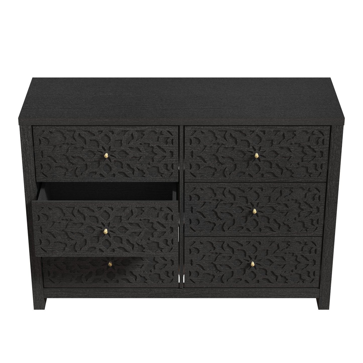 Galano 6-Drawer Dresser with Cutout Floral Fronts 45.4″ W x 15.7" D x 32.0" H