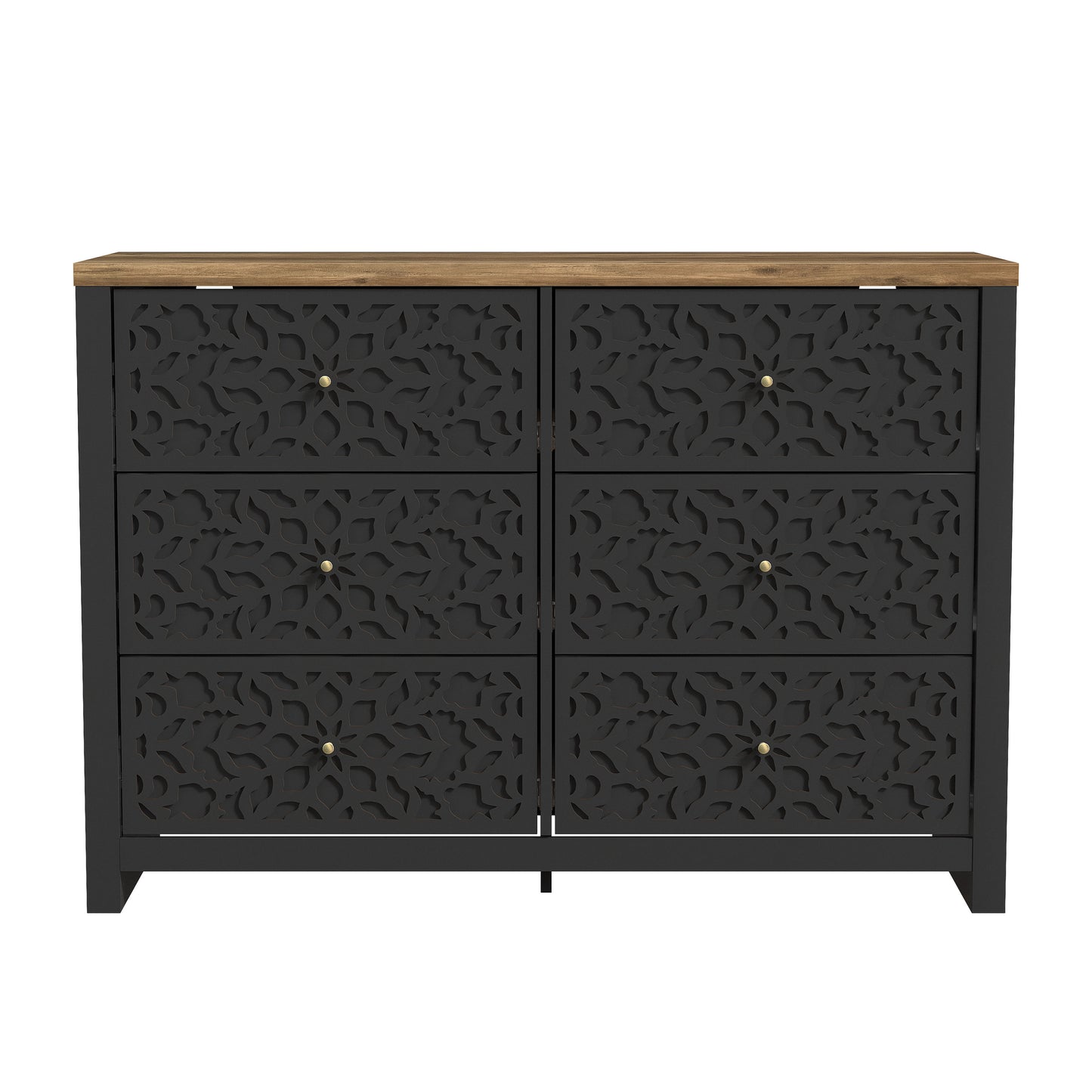 Galano 6-Drawer Dresser with Cutout Floral Fronts 45.4″ W x 15.7" D x 32.0" H