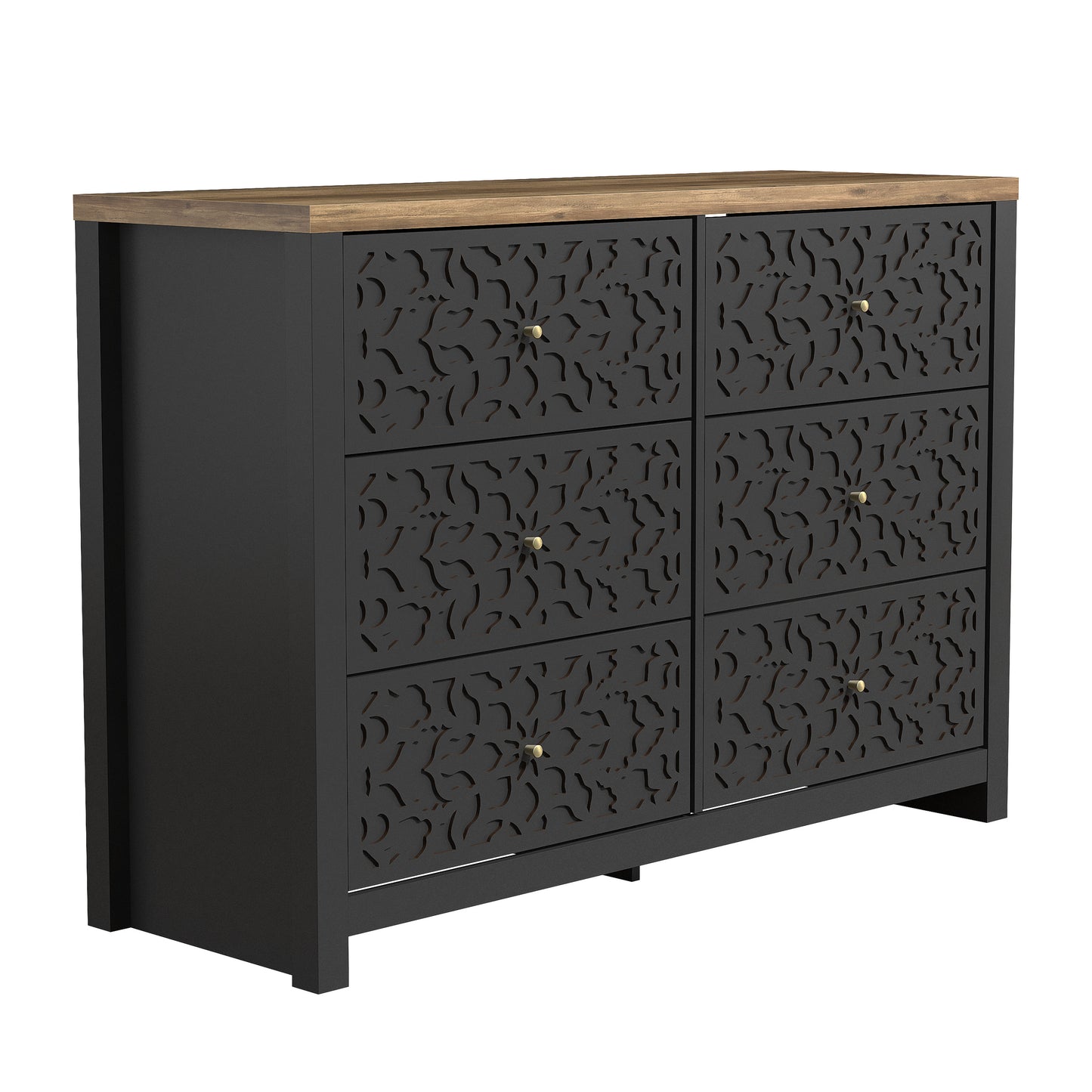 Galano 6-Drawer Dresser with Cutout Floral Fronts 45.4″ W x 15.7" D x 32.0" H