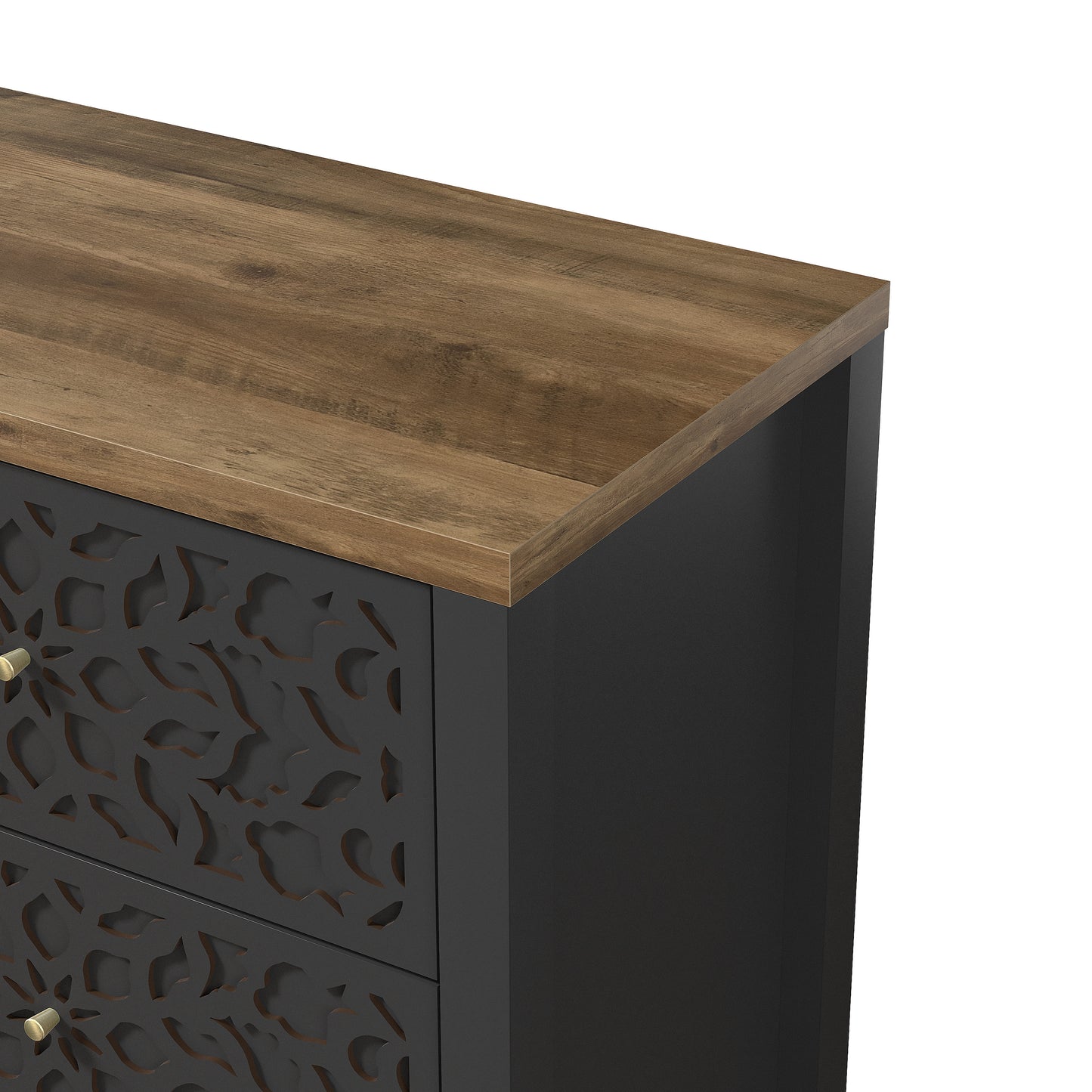 Galano 6-Drawer Dresser with Cutout Floral Fronts 45.4″ W x 15.7" D x 32.0" H