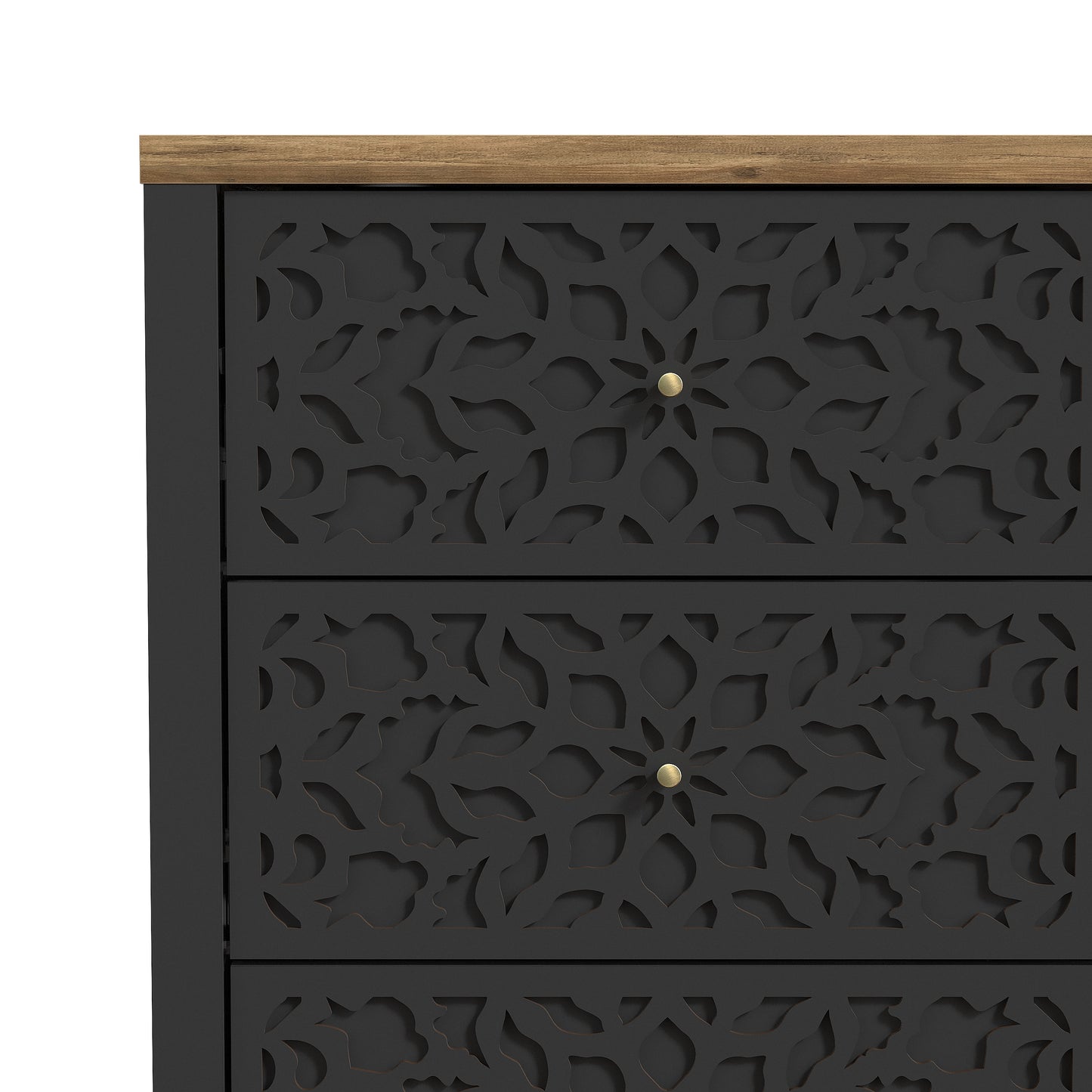 Galano 6-Drawer Dresser with Cutout Floral Fronts 45.4″ W x 15.7" D x 32.0" H