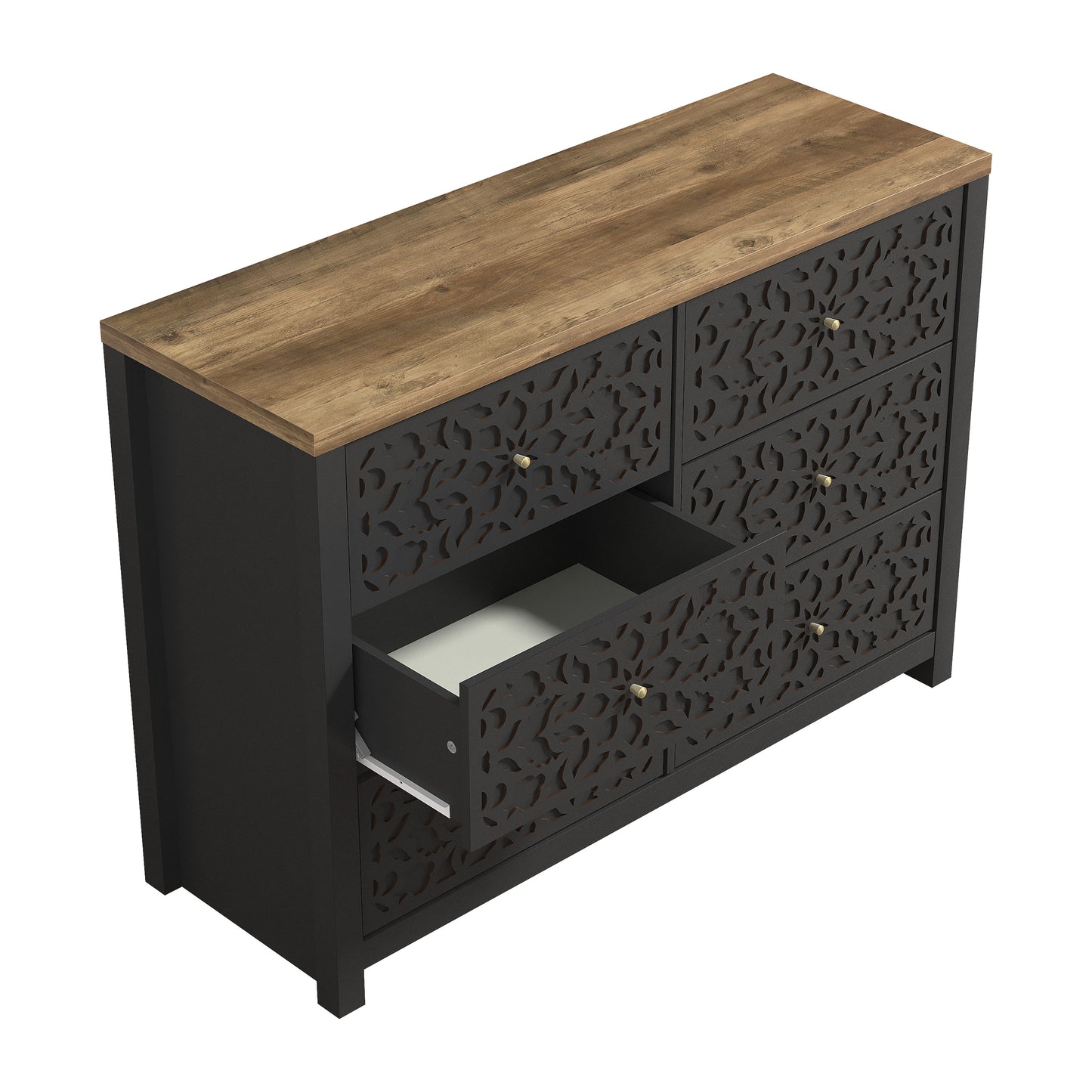 Galano 6-Drawer Dresser with Cutout Floral Fronts 45.4″ W x 15.7" D x 32.0" H
