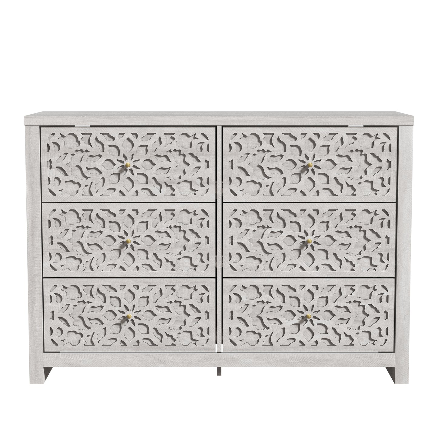 Galano 6-Drawer Dresser with Cutout Floral Fronts 45.4″ W x 15.7" D x 32.0" H