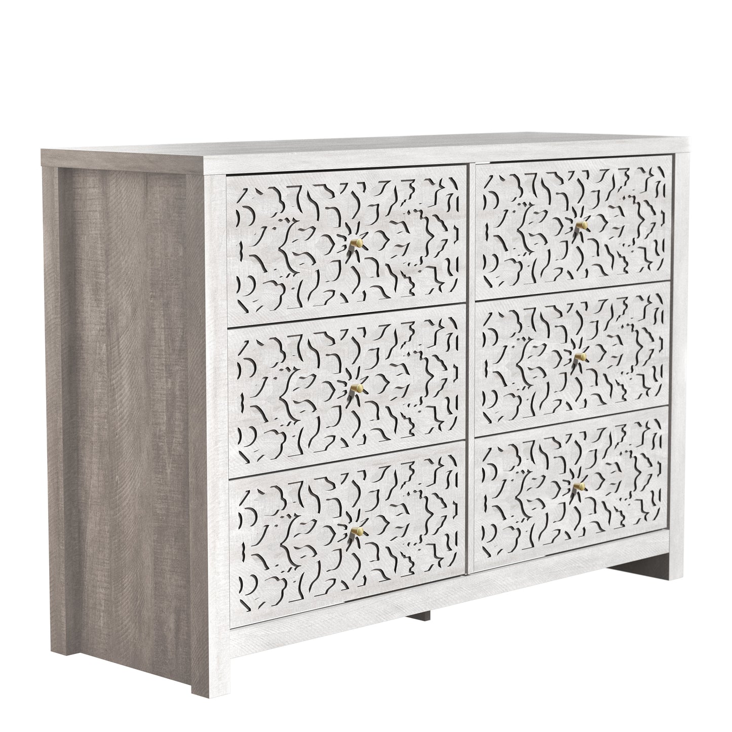 Galano 6-Drawer Dresser with Cutout Floral Fronts 45.4″ W x 15.7" D x 32.0" H