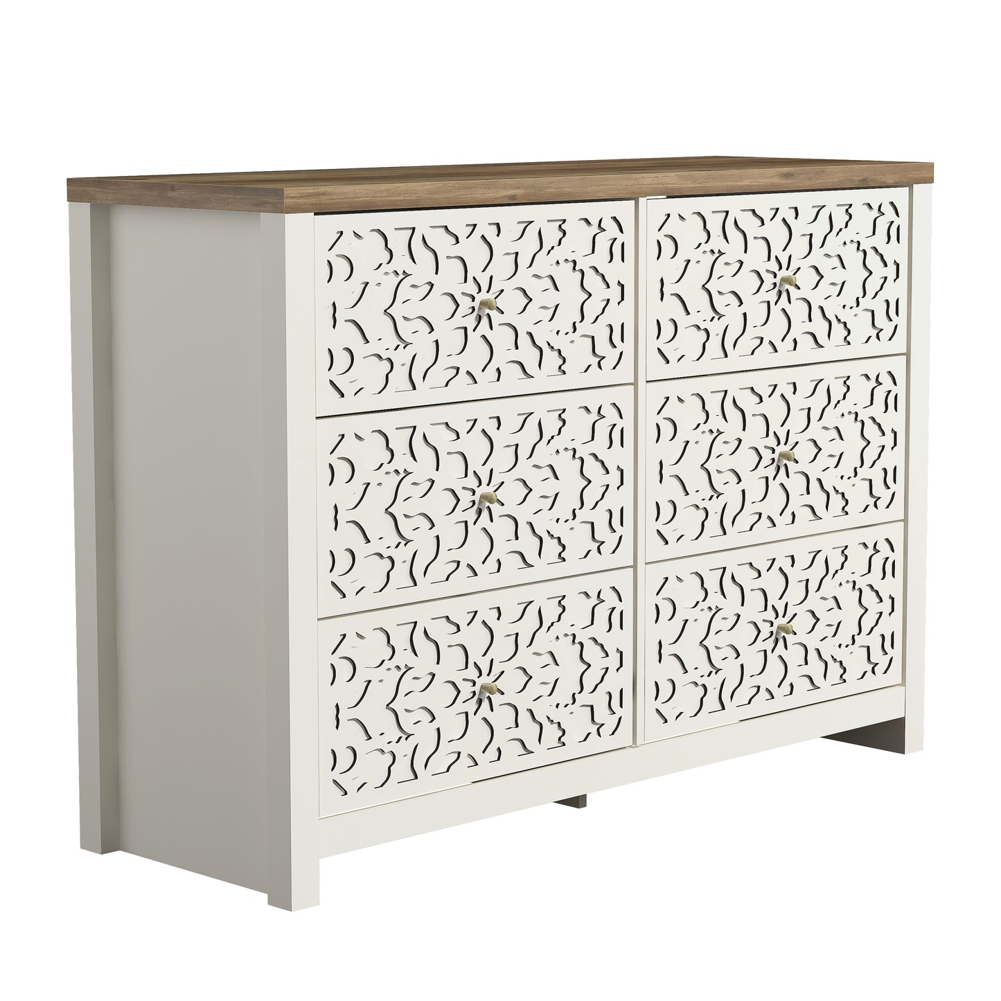 Galano 6-Drawer Dresser with Cutout Floral Fronts 45.4″ W x 15.7" D x 32.0" H