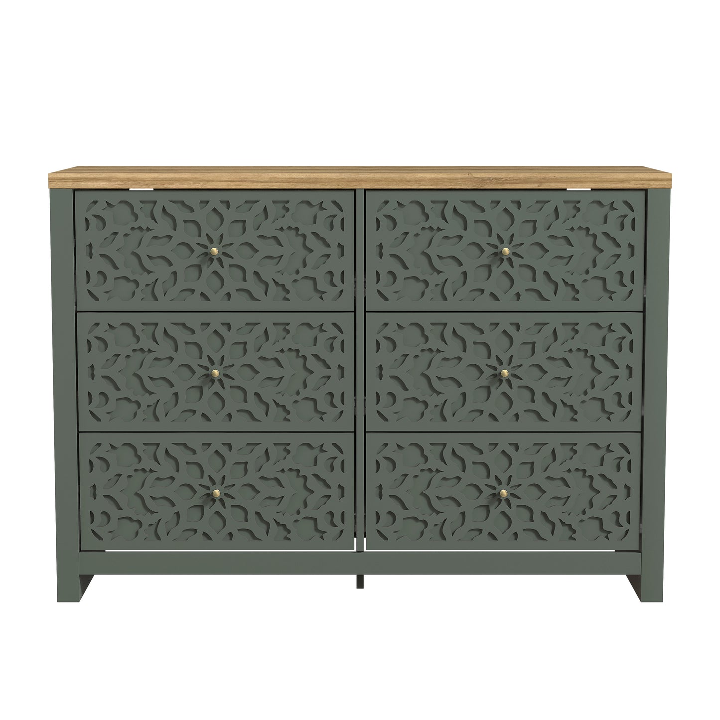 Galano 6-Drawer Dresser with Cutout Floral Fronts 45.4″ W x 15.7" D x 32.0" H