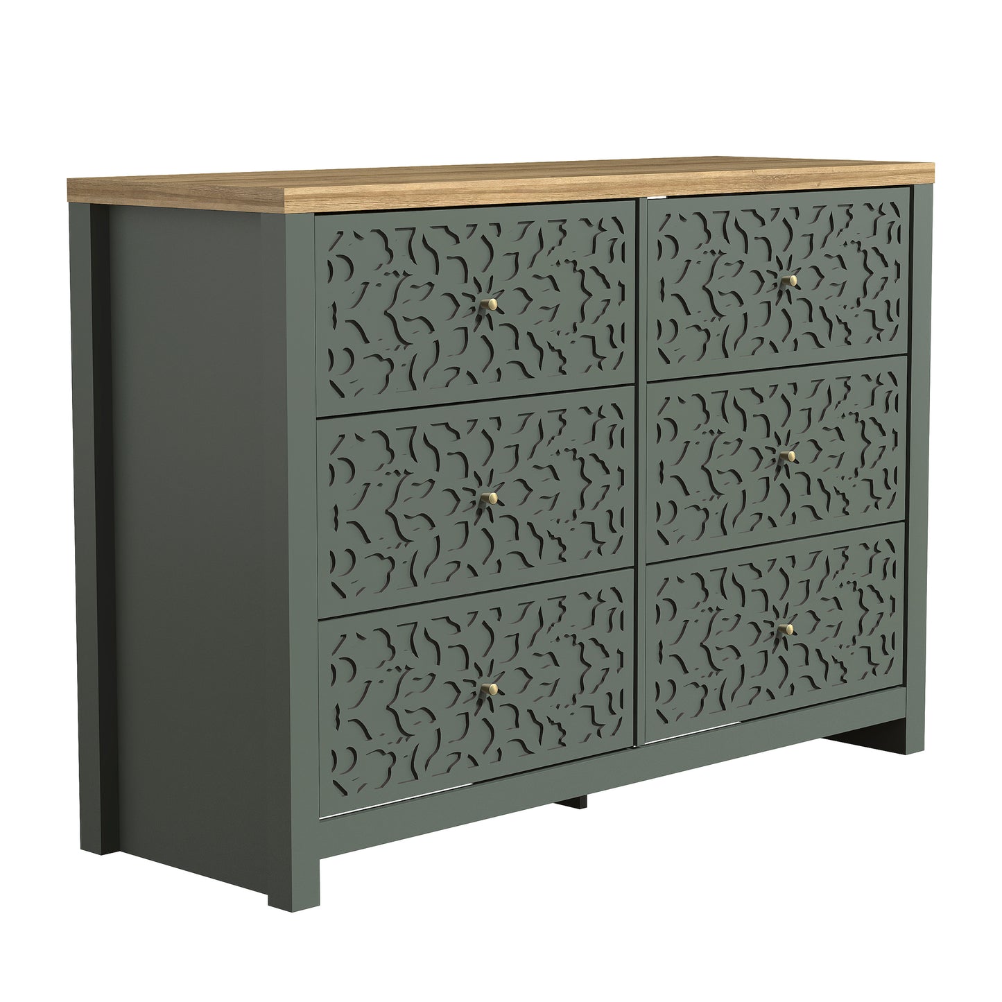Galano 6-Drawer Dresser with Cutout Floral Fronts 45.4″ W x 15.7" D x 32.0" H