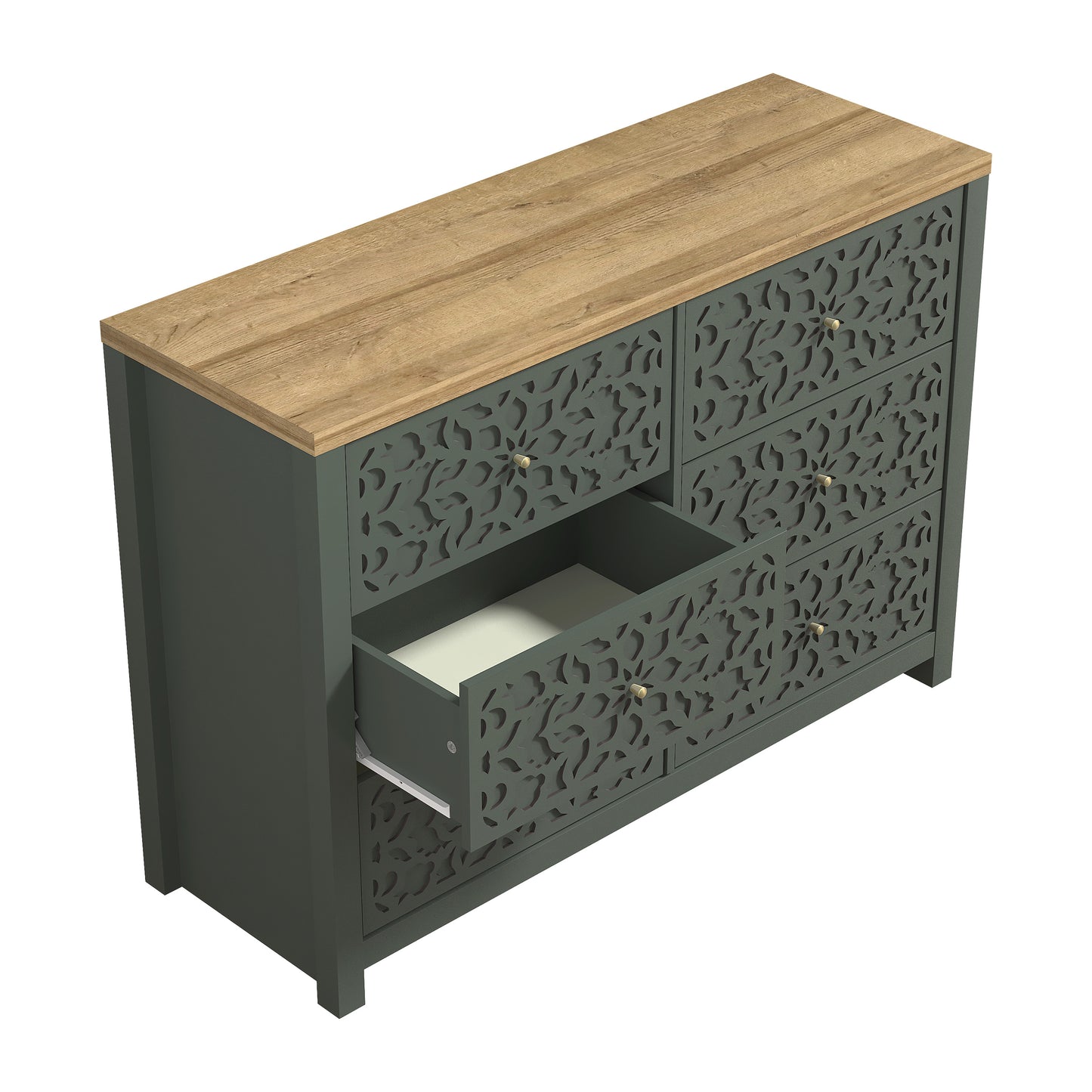 Galano 6-Drawer Dresser with Cutout Floral Fronts 45.4″ W x 15.7" D x 32.0" H