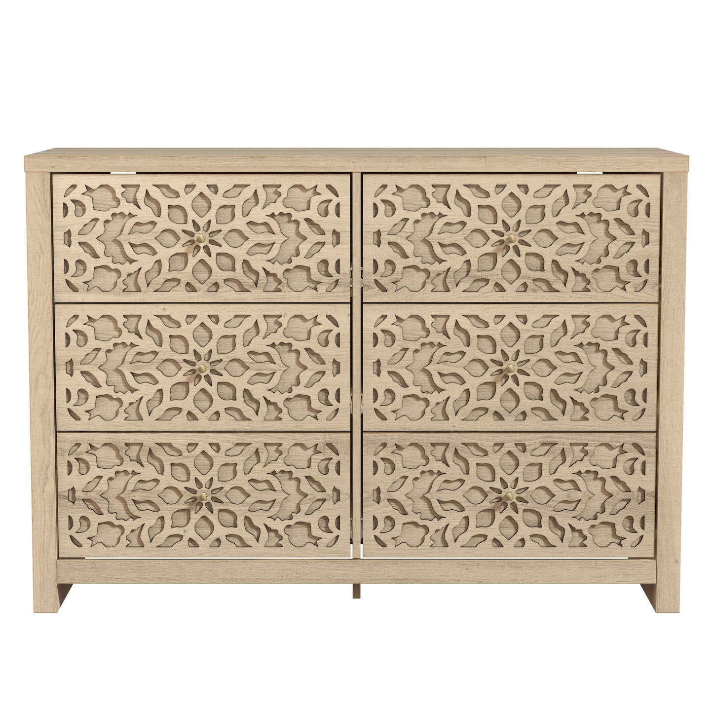 Galano 6-Drawer Dresser with Cutout Floral Fronts 45.4″ W x 15.7" D x 32.0" H