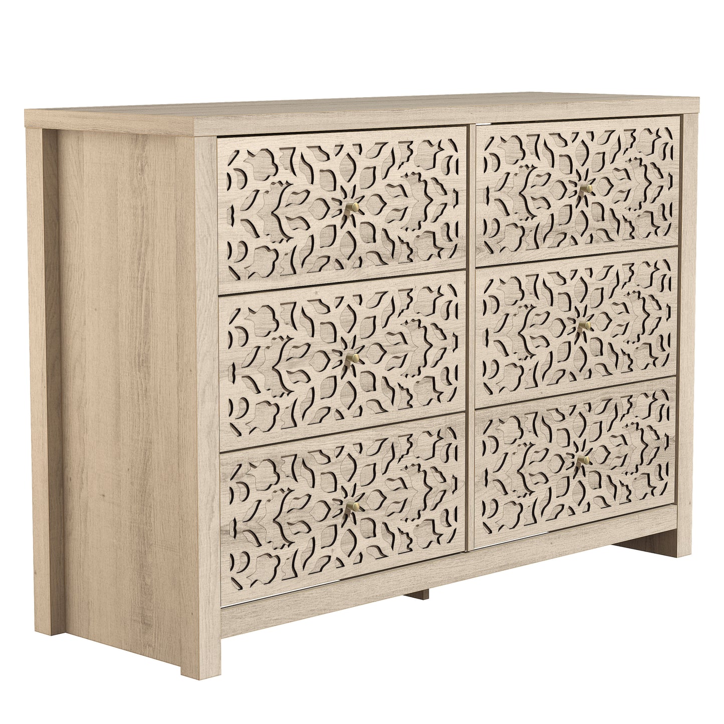 Galano 6-Drawer Dresser with Cutout Floral Fronts 45.4″ W x 15.7" D x 32.0" H