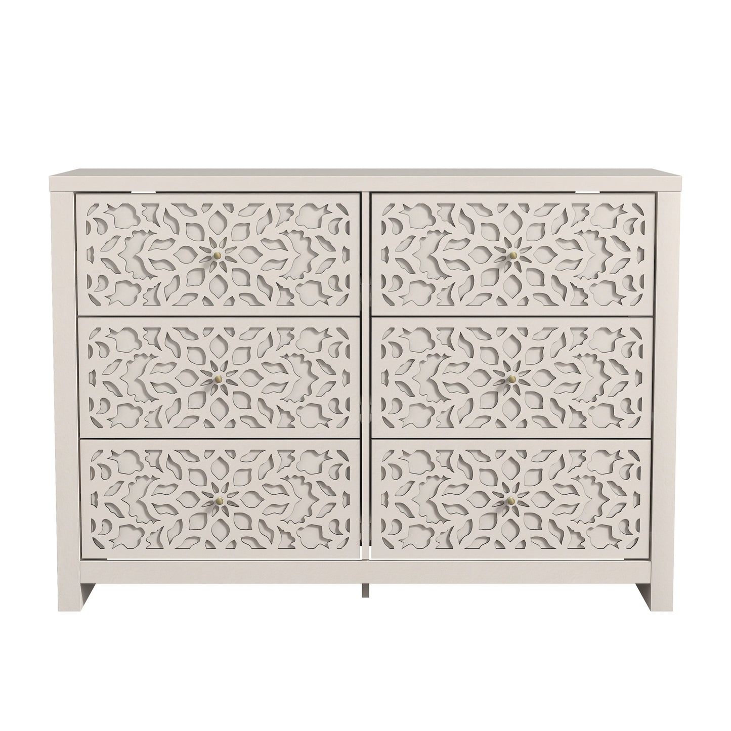 Galano 6-Drawer Dresser with Cutout Floral Fronts 45.4″ W x 15.7" D x 32.0" H