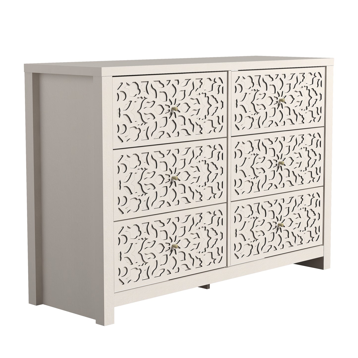 Galano 6-Drawer Dresser with Cutout Floral Fronts 45.4″ W x 15.7" D x 32.0" H