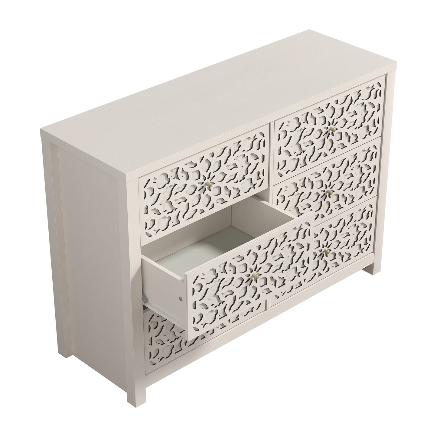 Galano 6-Drawer Dresser with Cutout Floral Fronts 45.4″ W x 15.7" D x 32.0" H