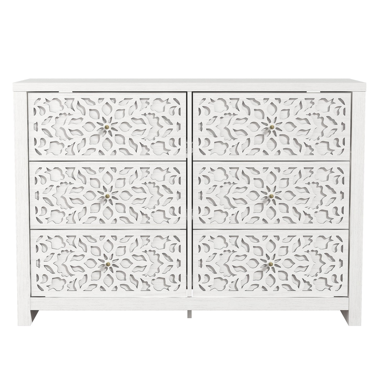 Galano 6-Drawer Dresser with Cutout Floral Fronts 45.4″ W x 15.7" D x 32.0" H