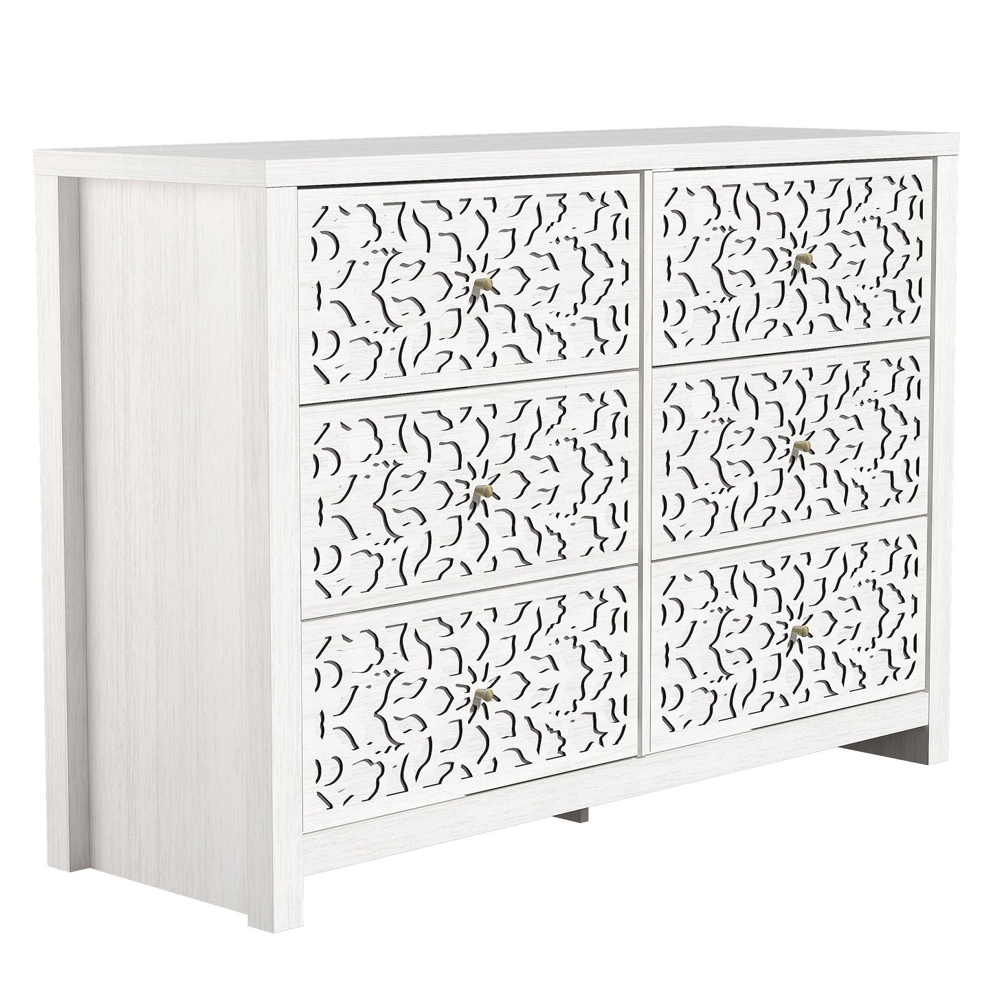 Galano 6-Drawer Dresser with Cutout Floral Fronts 45.4″ W x 15.7" D x 32.0" H