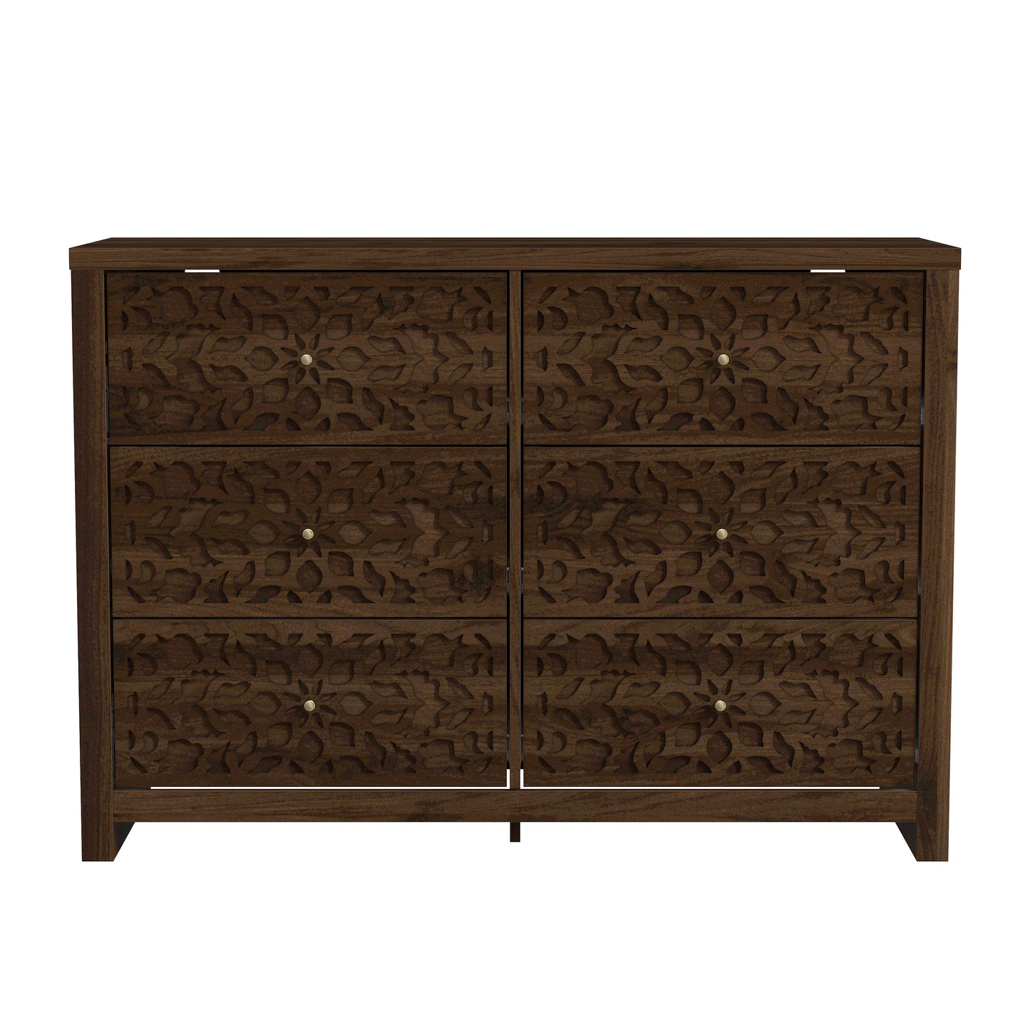 Galano 6-Drawer Dresser with Cutout Floral Fronts 45.4″ W x 15.7" D x 32.0" H