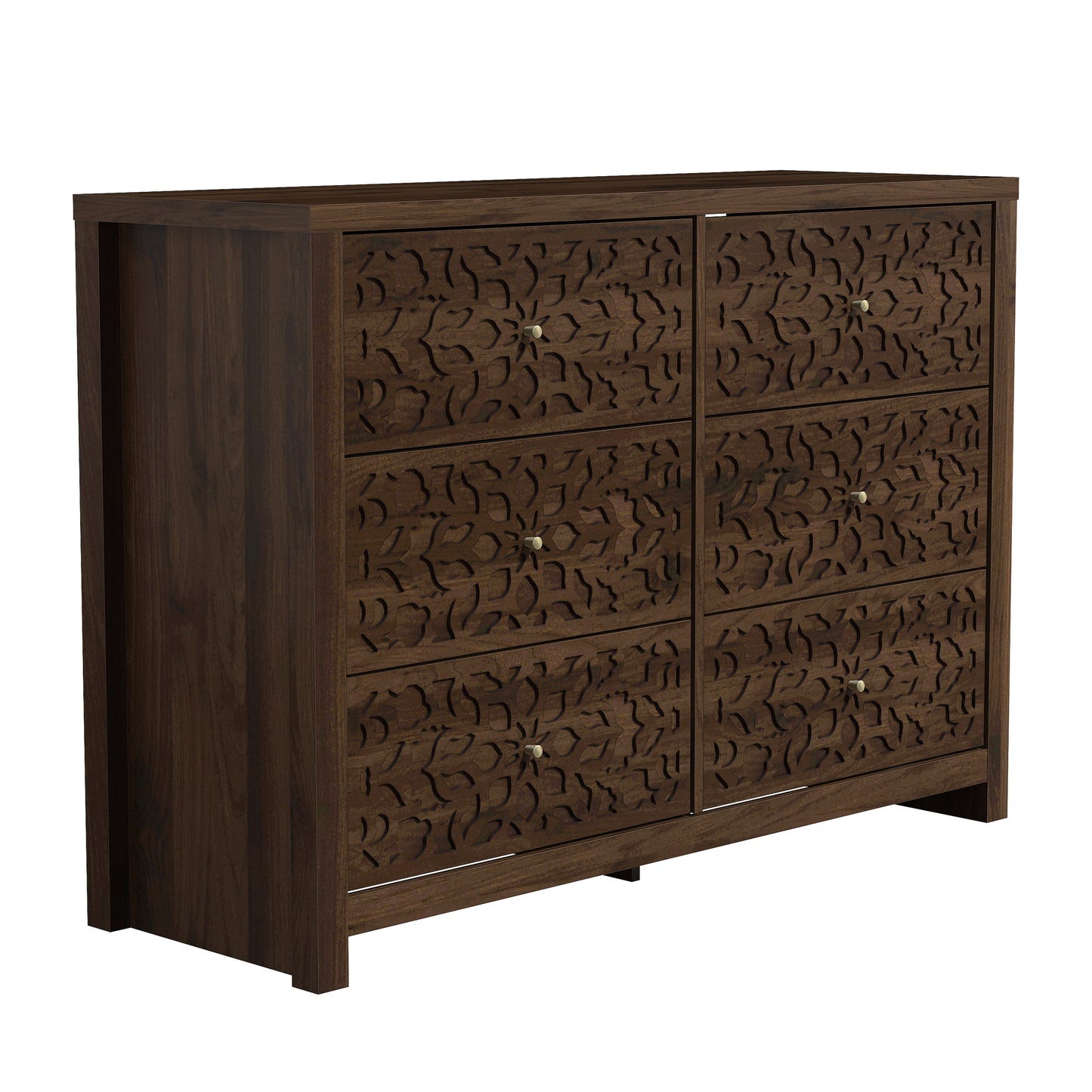 Galano 6-Drawer Dresser with Cutout Floral Fronts 45.4″ W x 15.7" D x 32.0" H