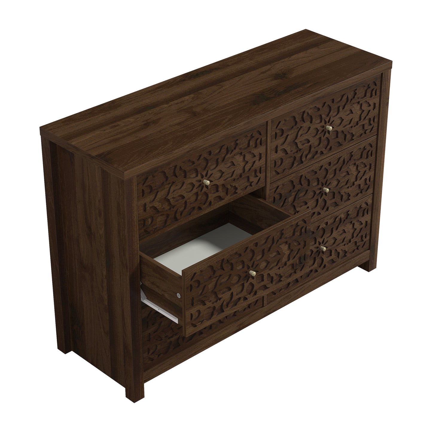 Galano 6-Drawer Dresser with Cutout Floral Fronts 45.4″ W x 15.7" D x 32.0" H