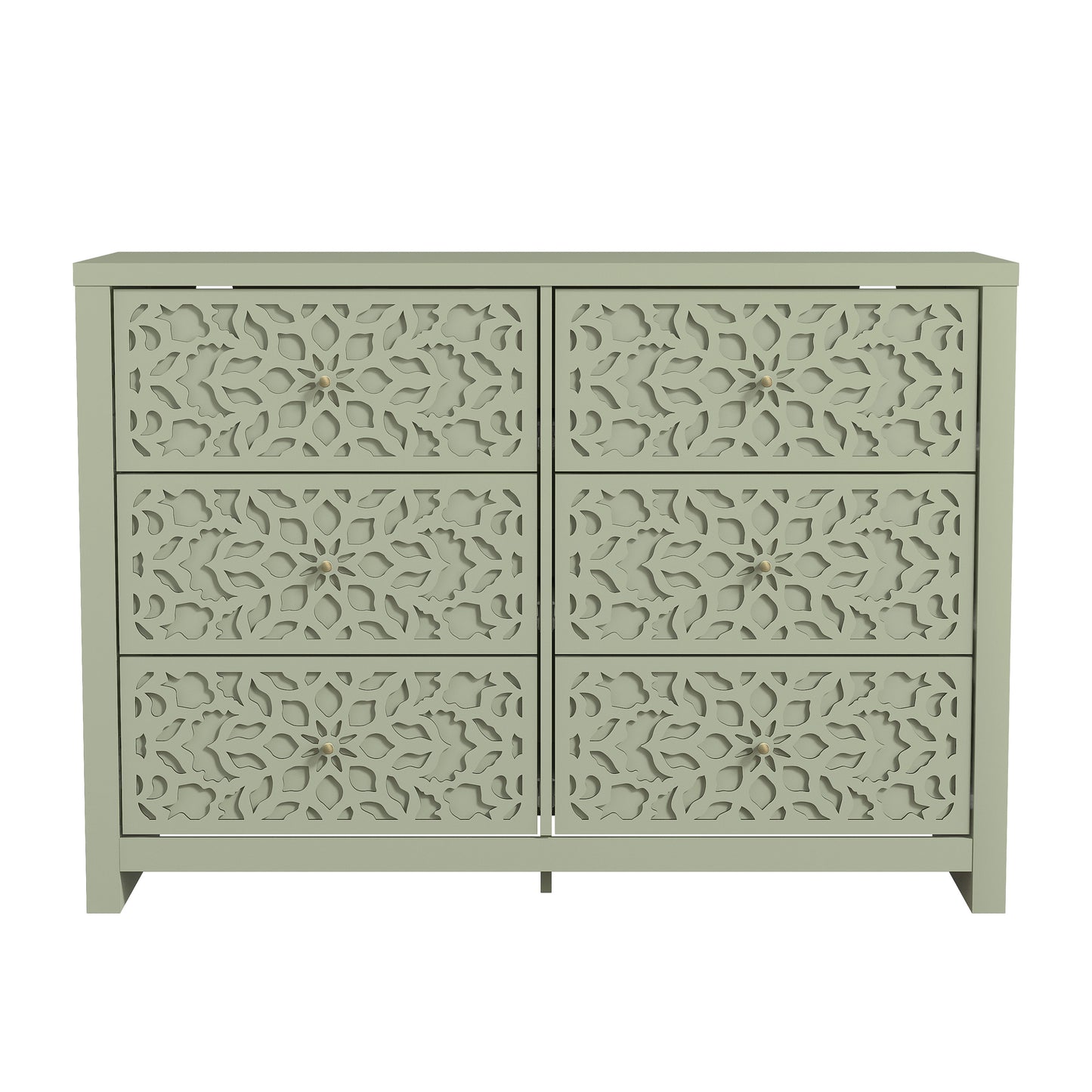 Galano 6-Drawer Dresser with Cutout Floral Fronts 45.4″ W x 15.7" D x 32.0" H