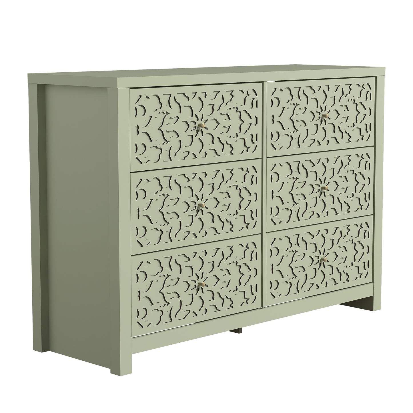 Galano 6-Drawer Dresser with Cutout Floral Fronts 45.4″ W x 15.7" D x 32.0" H