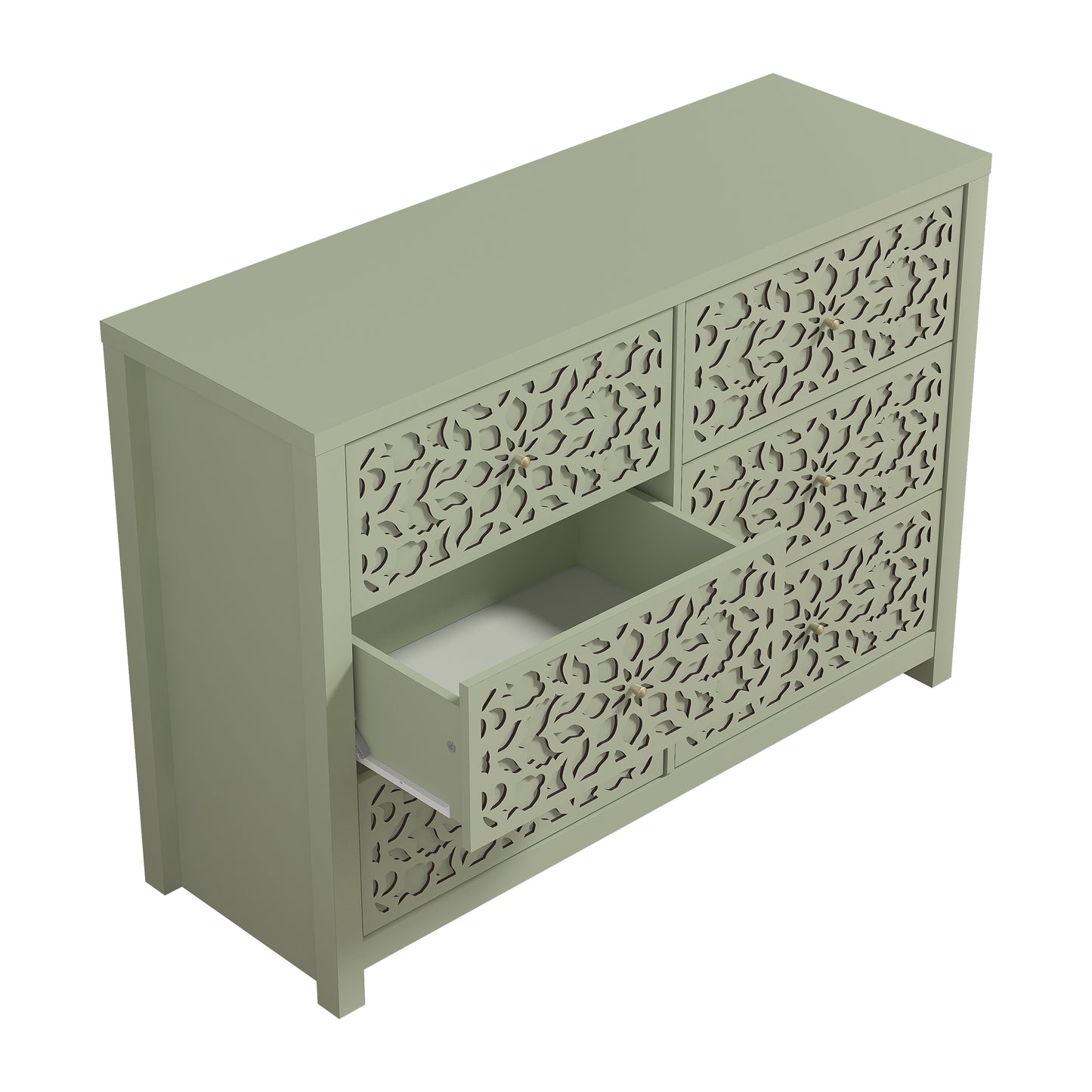 Galano 6-Drawer Dresser with Cutout Floral Fronts 45.4″ W x 15.7" D x 32.0" H