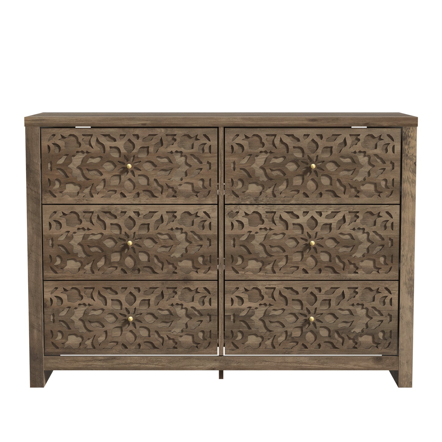 Galano 6-Drawer Dresser with Cutout Floral Fronts 45.4″ W x 15.7" D x 32.0" H