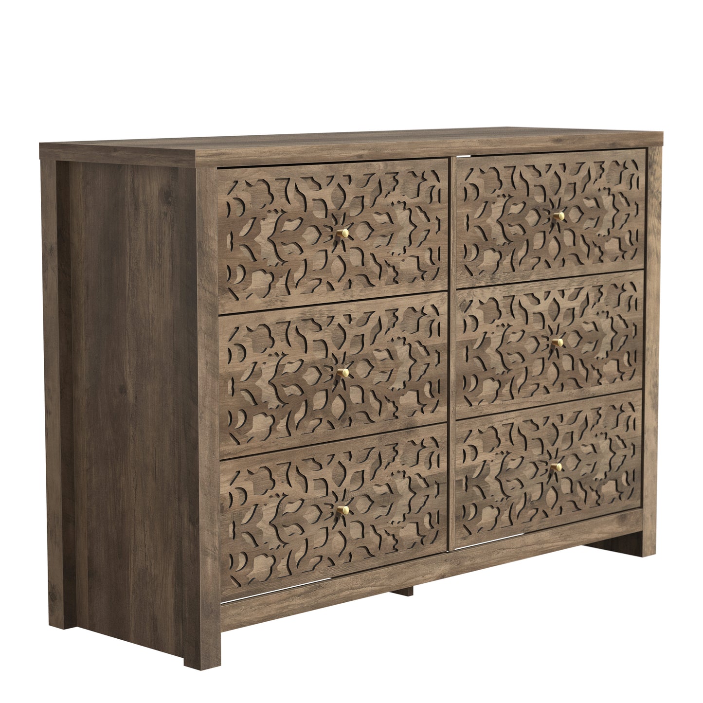 Galano 6-Drawer Dresser with Cutout Floral Fronts 45.4″ W x 15.7" D x 32.0" H