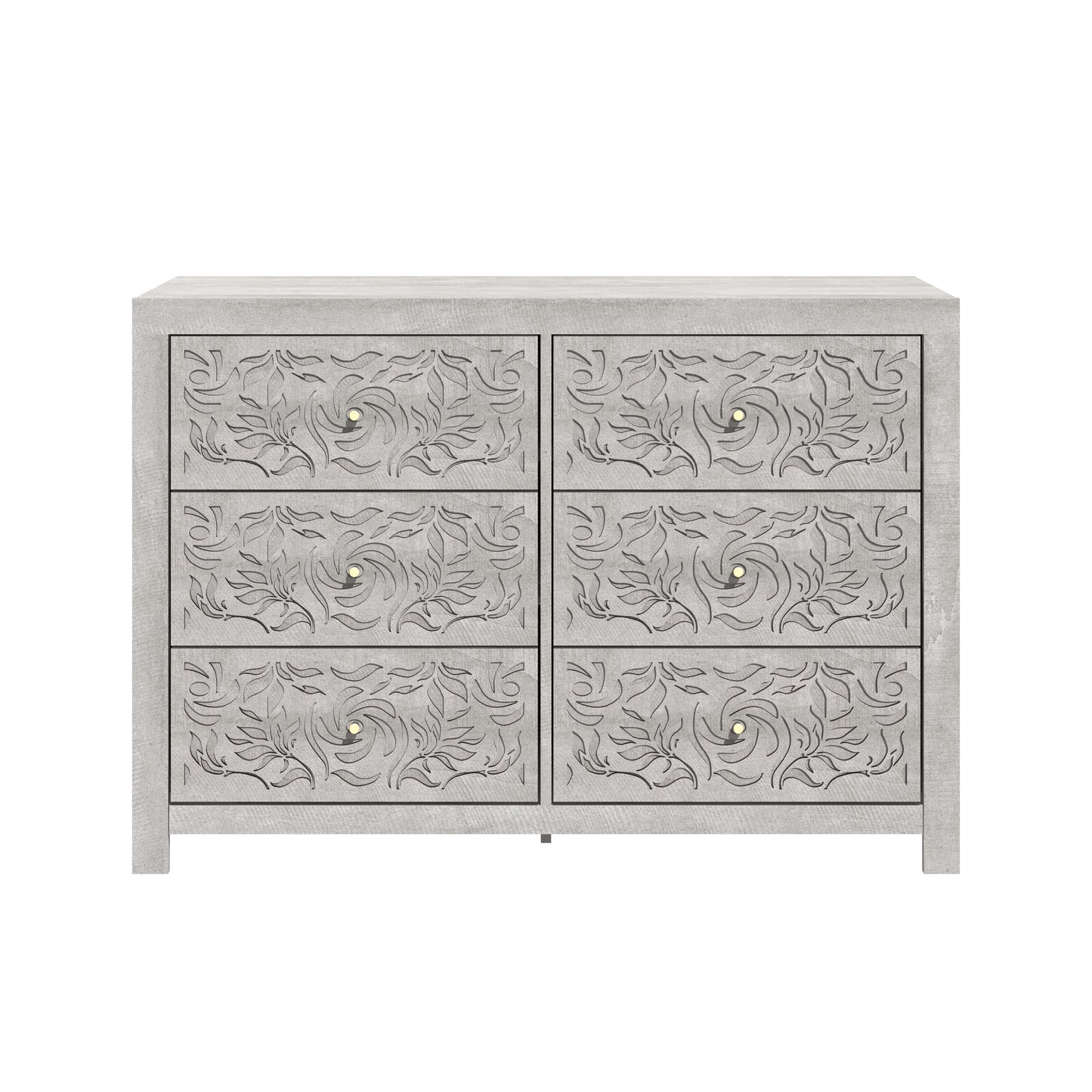 Galano Carved Wood 6-Drawer Dresser 45.4" W × 15.7" D × 32.0" H
