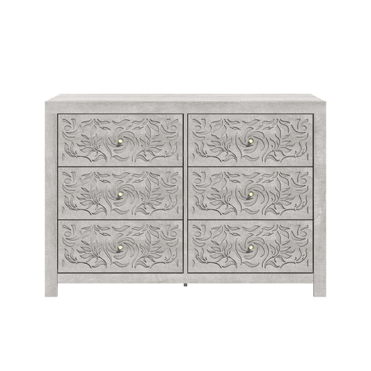 Galano Carved Wood 6-Drawer Dresser 45.4" W × 15.7" D × 32.0" H