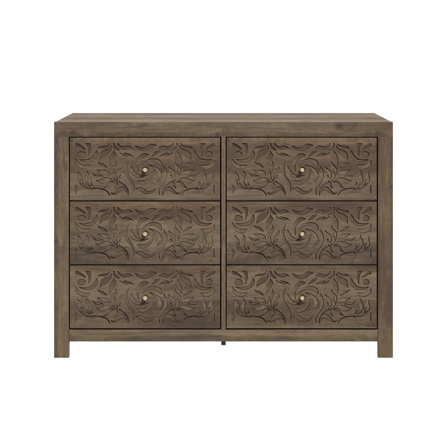 Galano Carved Wood 6-Drawer Dresser 45.4" W × 15.7" D × 32.0" H