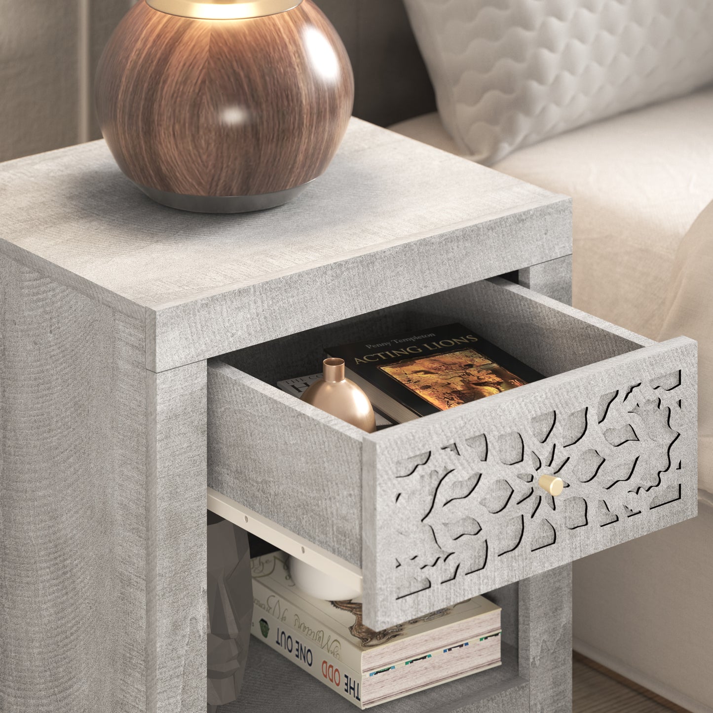 Galano 1-Drawer Nightstand with Lower Shelf 17.8" W x 16.0" D x 20.1" H