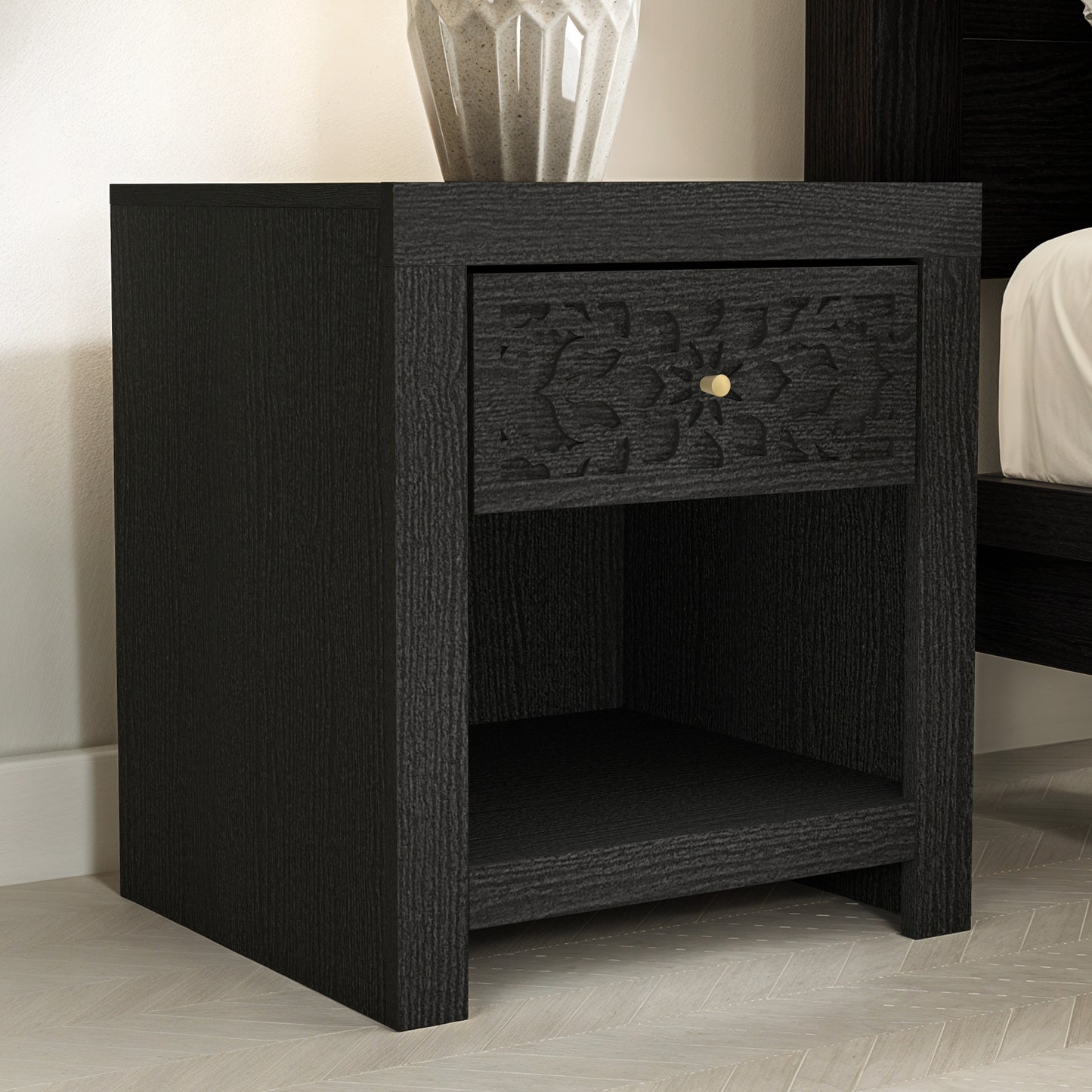 Galano 1-Drawer Nightstand with Lower Shelf 17.8" W x 16.0" D x 20.1" H