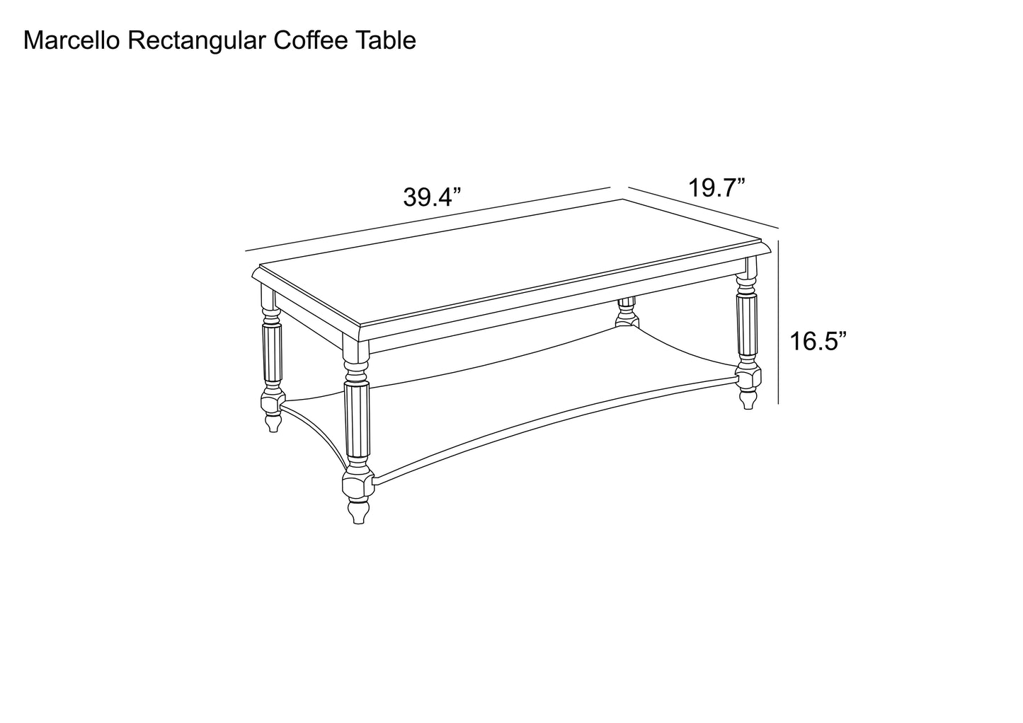Galano Marcello Rectangular Coffee Table - Antique White & Antique Oak