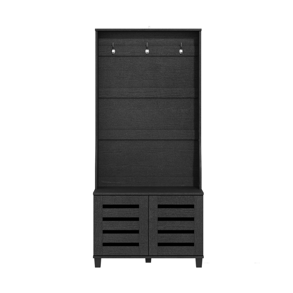 GALANO Hall Tree with Bench, 2-Door Shoe Storage and 3 Hooks, 31.3"