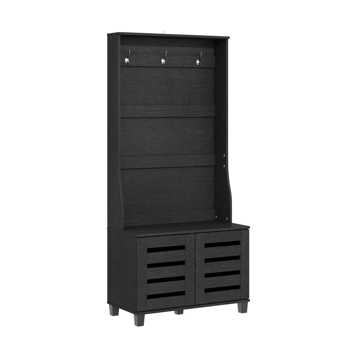 GALANO Hall Tree with Bench, 2-Door Shoe Storage and 3 Hooks, 31.3"
