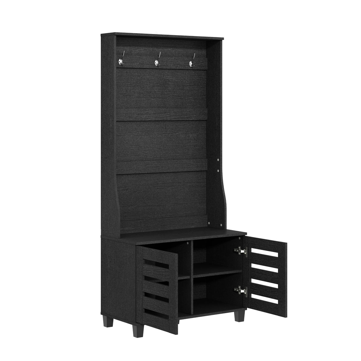 GALANO Hall Tree with Bench, 2-Door Shoe Storage and 3 Hooks, 31.3"