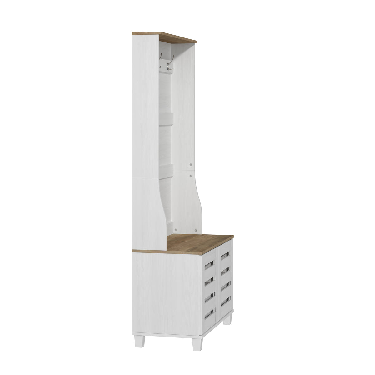 GALANO Hall Tree with Bench, 2-Door Shoe Storage and 3 Hooks, 31.3"