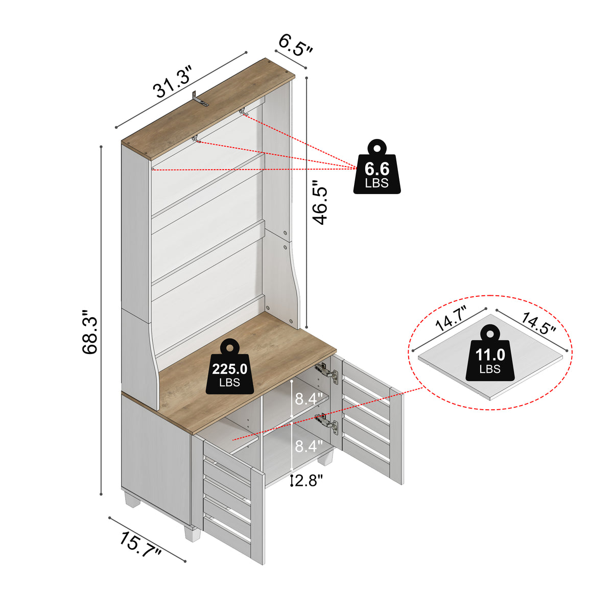 GALANO Hall Tree with Bench, 2-Door Shoe Storage and 3 Hooks, 31.3"