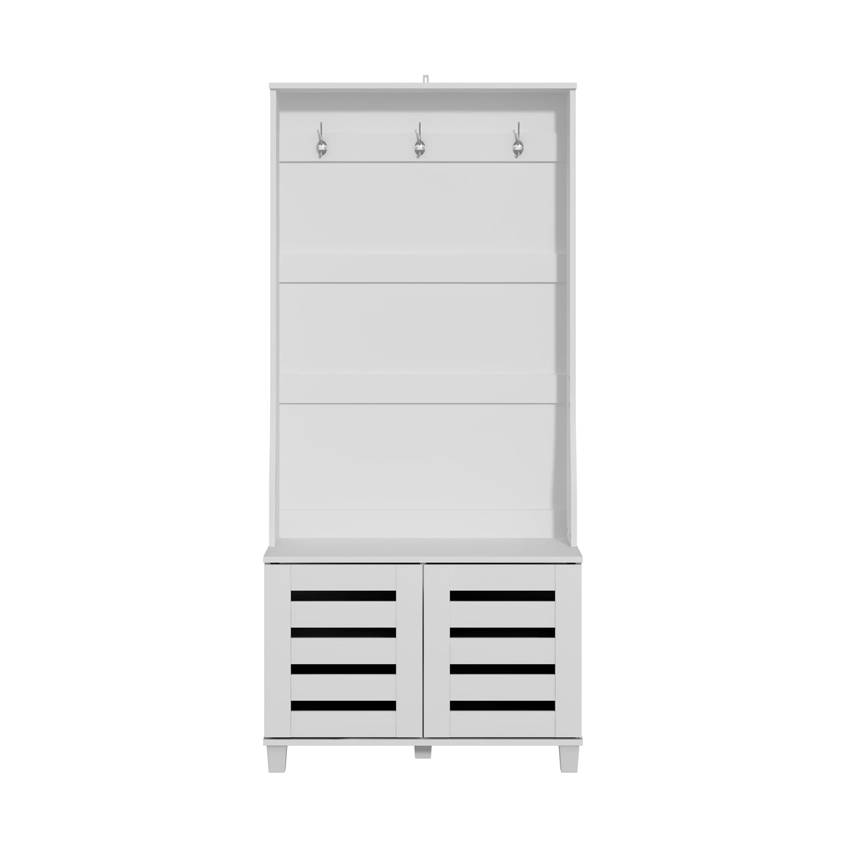 GALANO Hall Tree with Bench, 2-Door Shoe Storage and 3 Hooks, 31.3"