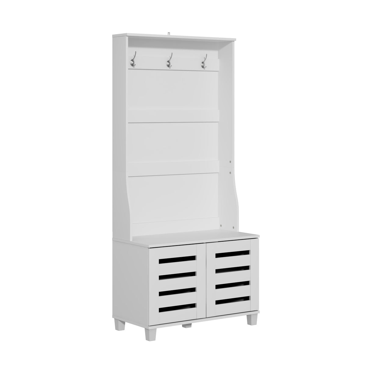 GALANO Hall Tree with Bench, 2-Door Shoe Storage and 3 Hooks, 31.3"