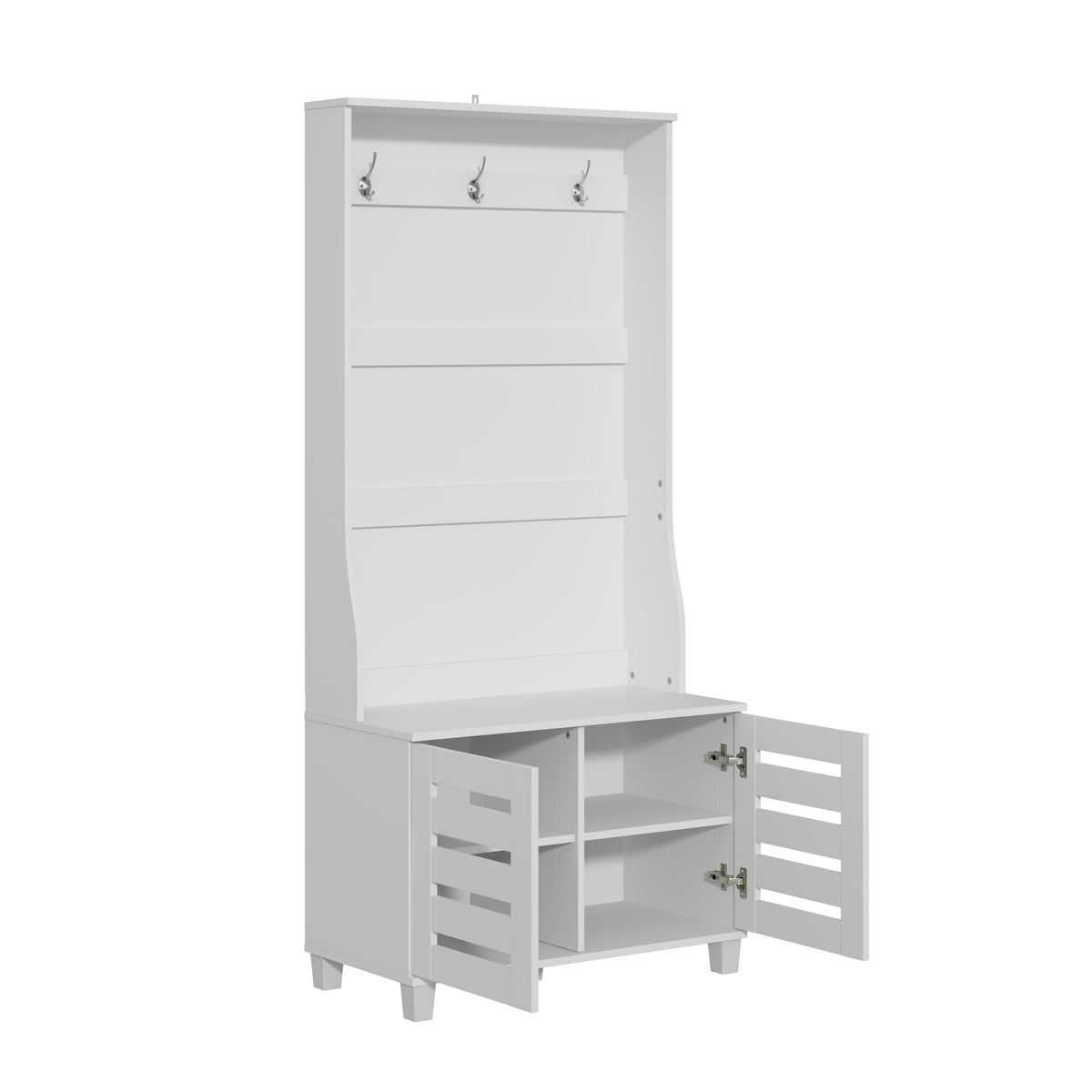 GALANO Hall Tree with Bench, 2-Door Shoe Storage and 3 Hooks, 31.3"