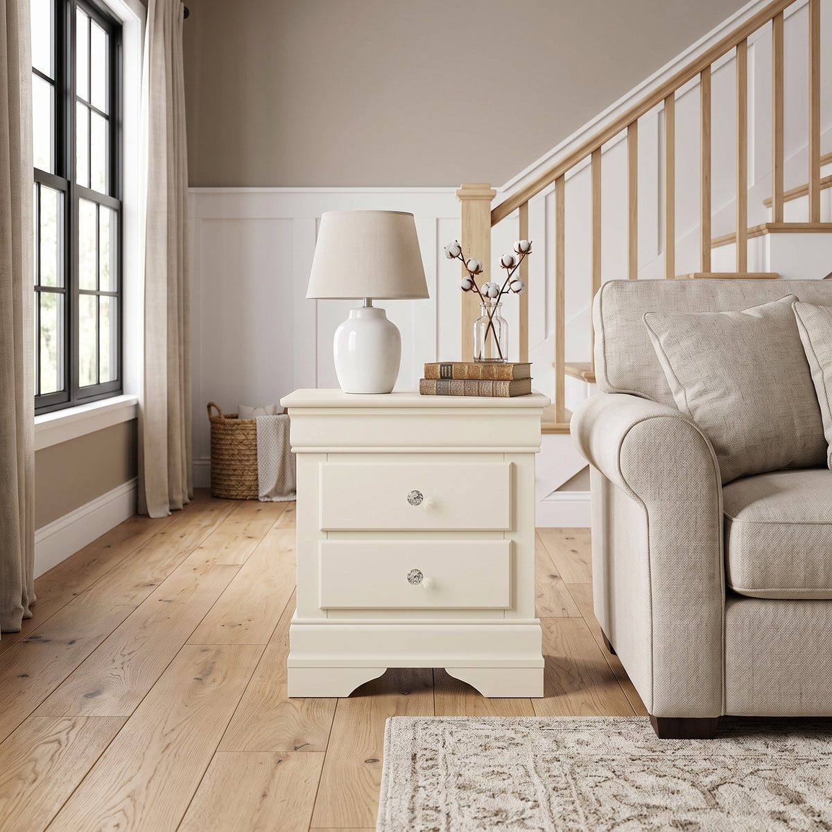 Galano Set of 2 Fully Assembled 2-Drawer Nightstand Bedside Tables with Crystal-Style Knobs