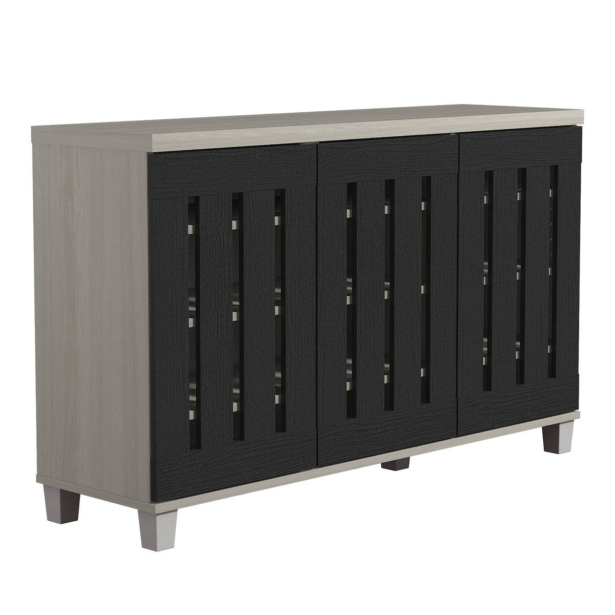 GALANO Shoe Storage Cabinet with 3 Slatted Doors, 45.3 in. Wide, 1 Cabinet